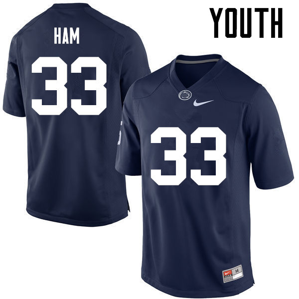 Youth Penn State Nittany Lions #33 Jack Ham College Football Jerseys-Navy